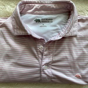 Men’s Onward Reserve Pink & White Polo Shirt [M]